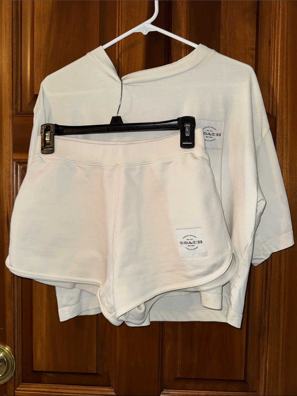 Coach Off-White Logo Lounge Set - Short Sleeve Top & Shorts